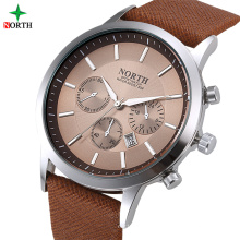 NORTH 6009 leather Famous Brand Business Luxury Wristwatch Fashion Sports Quartz Men Watches Hot Sell Relogio Masculino